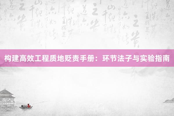 构建高效工程质地贬责手册：环节法子与实验指南